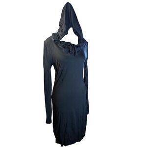 Threads 4 Thought Womens Black Hooded Cowl Neck Long Sleeve Midi Dress Goth S